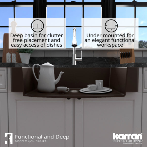 Quartz Composite Brown Kitchen Sink Matte 8