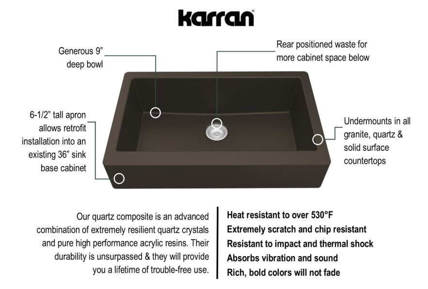 Quartz Composite Brown Kitchen Sink Matte 3