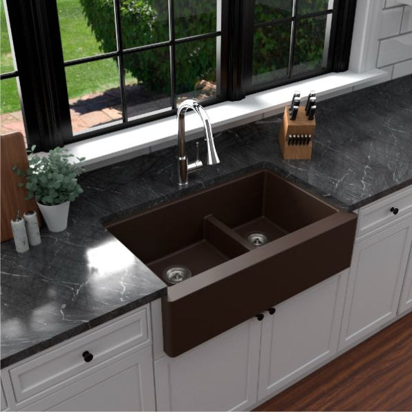 Quartz Composite Brown Kitchen Sink Matte 4