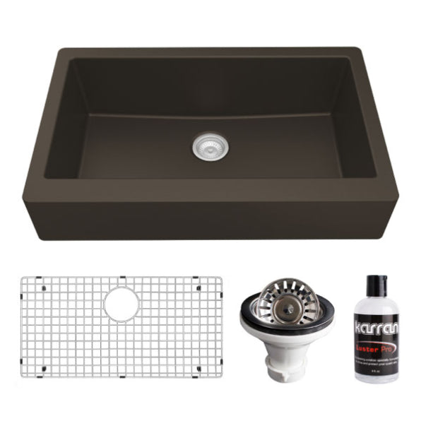 Quartz Composite Brown Kitchen Sink Matte 1