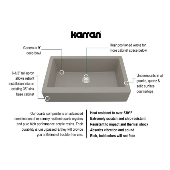 Quartz Composite Concrete Kitchen Sink Matte 3