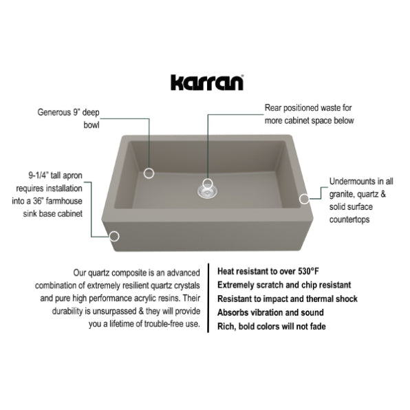 Quartz Composite Concrete Kitchen Sink Matte 3