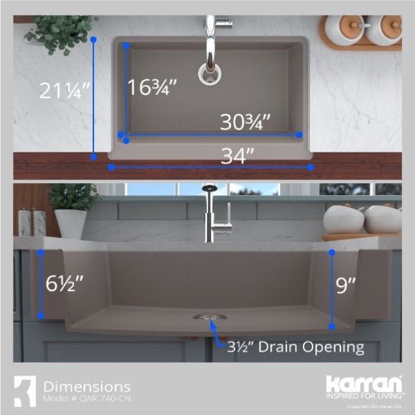 Quartz Composite Concrete Kitchen Sink Matte 7