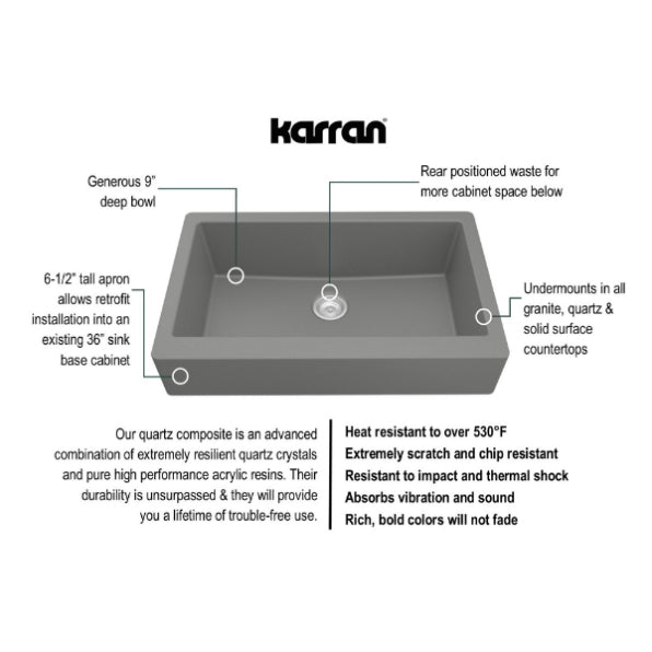Quartz Composite Grey Kitchen Sink Matte 3