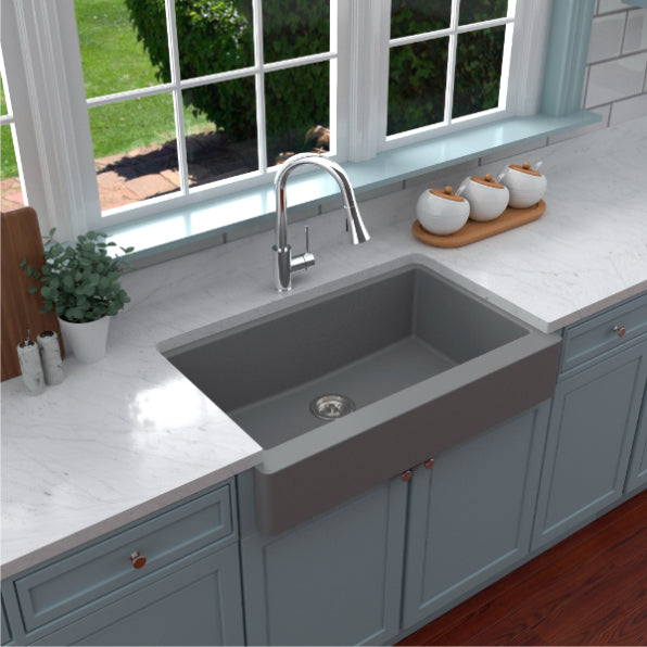 Quartz Composite Grey Kitchen Sink Matte 4