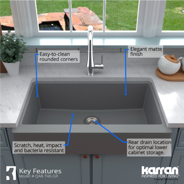 Quartz Composite Grey Kitchen Sink Matte 6