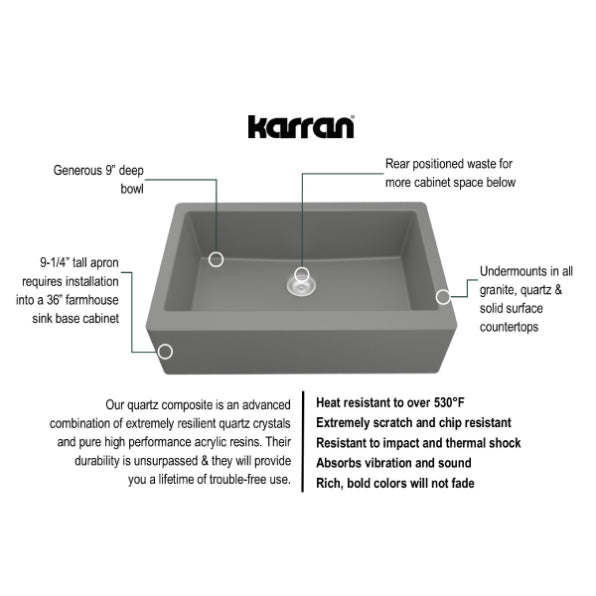 Quartz Composite Grey Kitchen Sink Matte 3