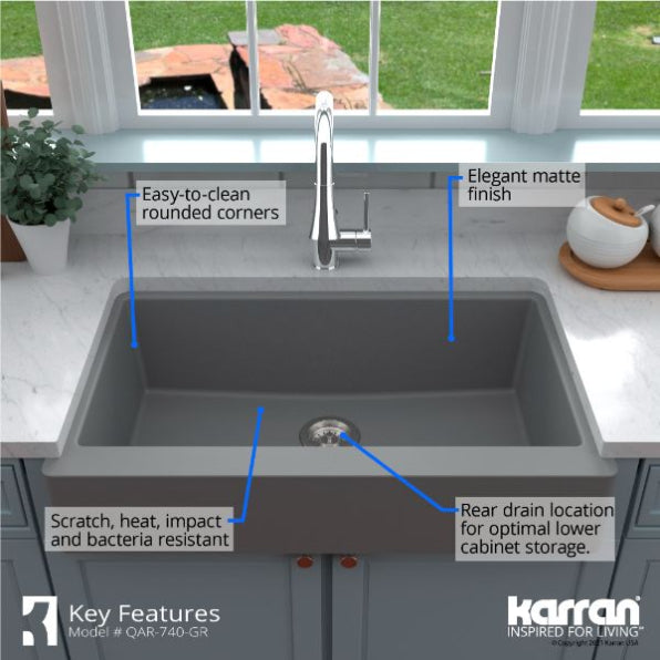 Quartz Composite Grey Kitchen Sink Matte 6