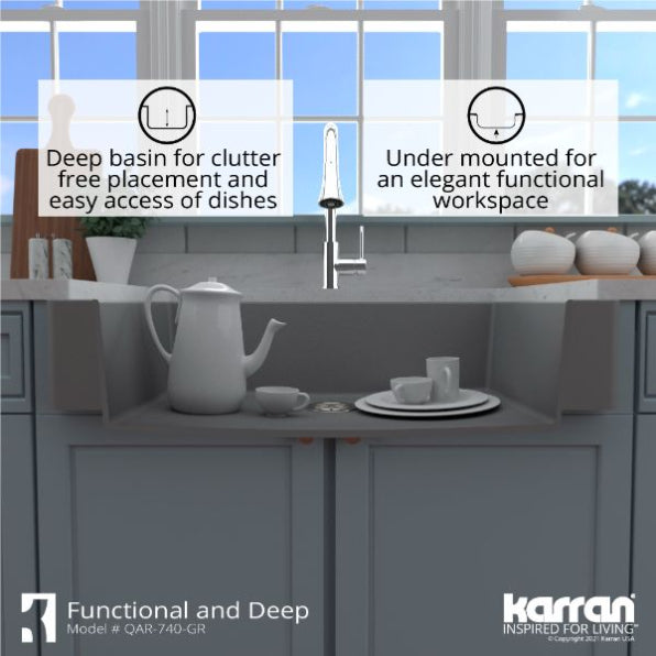 Quartz Composite Grey Kitchen Sink Matte 8