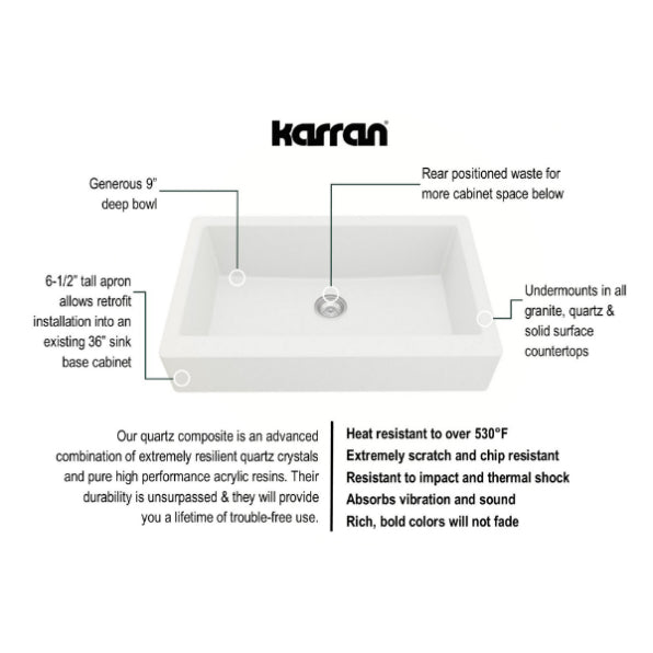 Quartz Composite White Kitchen Sink Matte 3