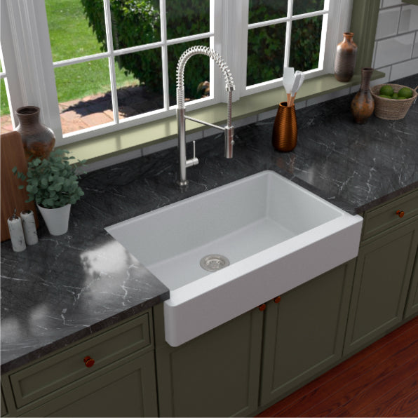 Quartz Composite White Kitchen Sink Matte 4