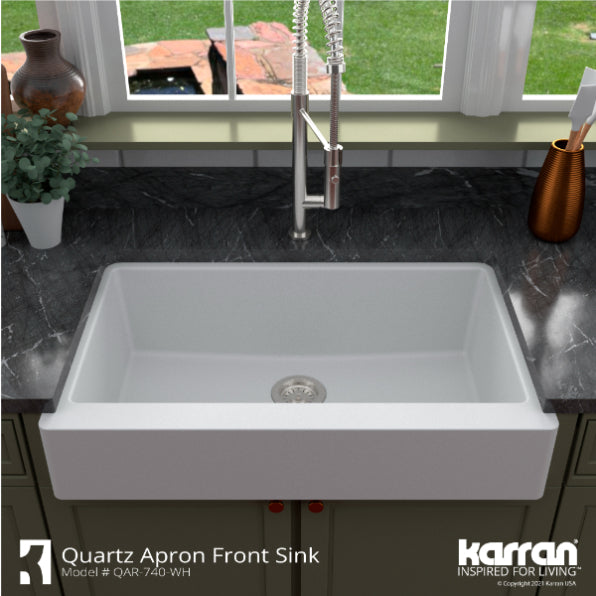 Quartz Composite White Kitchen Sink Matte 5