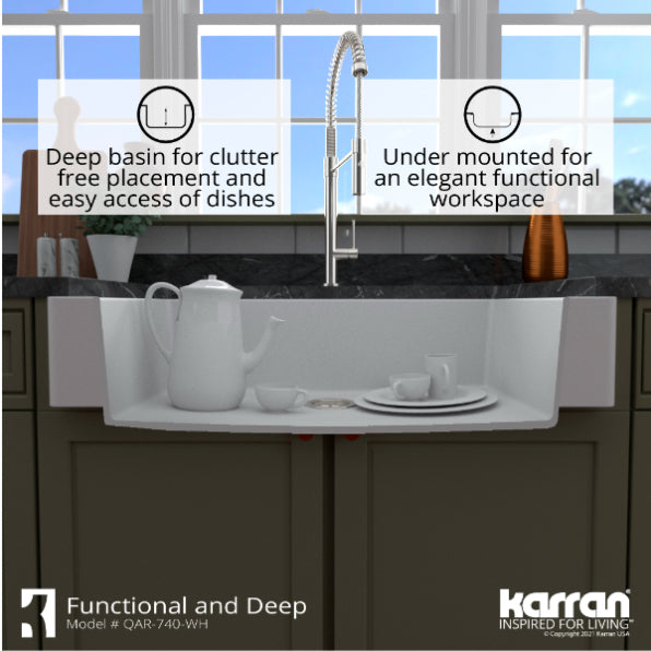 Quartz Composite White Kitchen Sink Matte 8