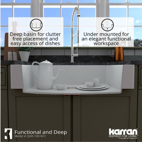 Quartz Composite White Kitchen Sink Matte 10