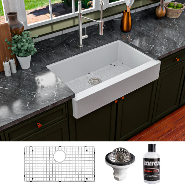 Quartz Composite White Kitchen Sink Matte 4