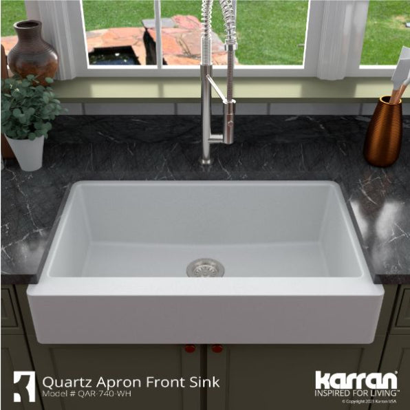 Quartz Composite White Kitchen Sink Matte 7