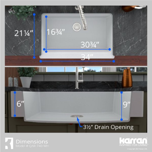 Quartz Composite White Kitchen Sink Matte 9