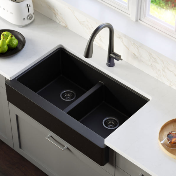 Quartz Composite Black Kitchen Sink Matte 4