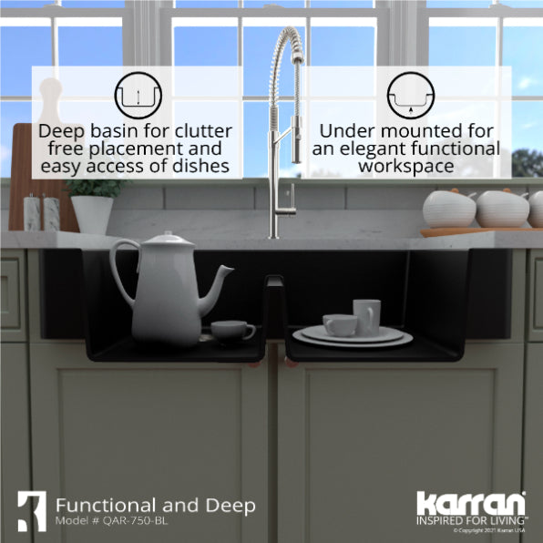 Quartz Composite Black Kitchen Sink Matte 9