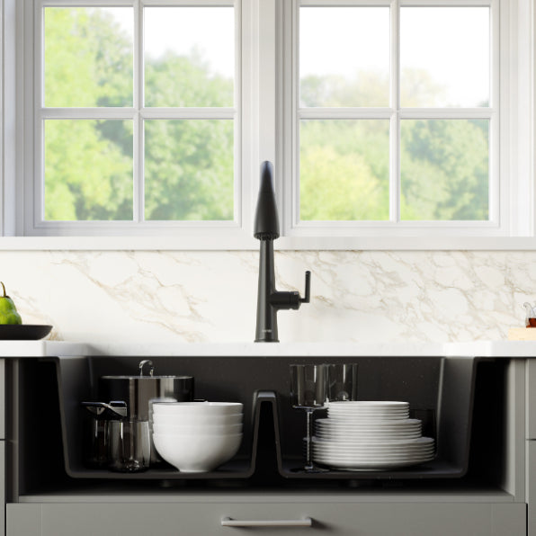 Quartz Composite Black Kitchen Sink Matte 7