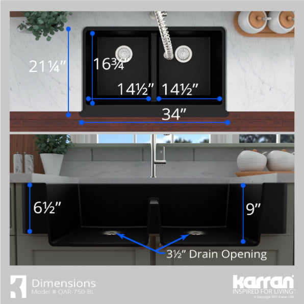 Quartz Composite Black Kitchen Sink Matte 9