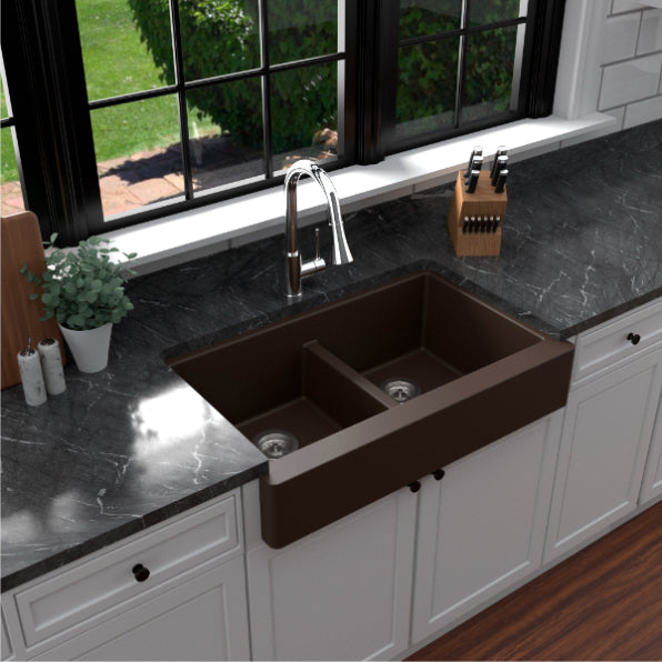 Quartz Composite Brown Kitchen Sink Matte 4