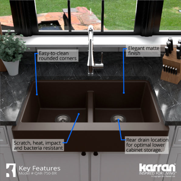 Quartz Composite Brown Kitchen Sink Matte 6