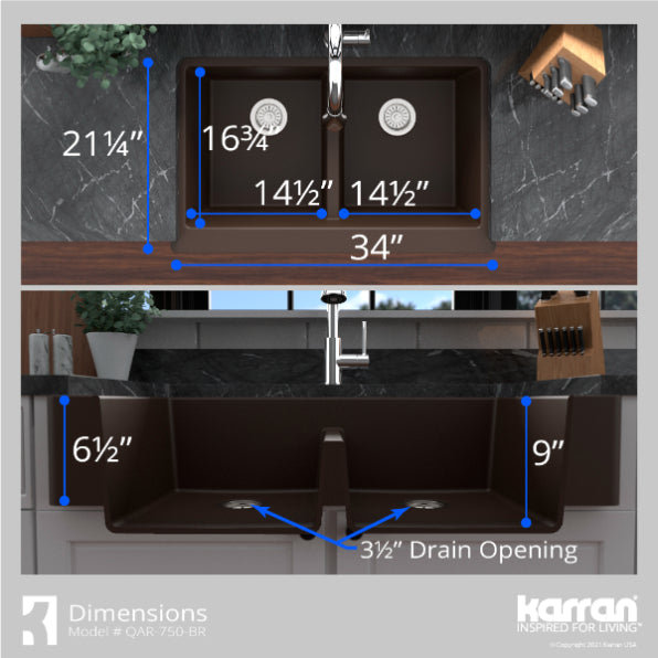 Quartz Composite Brown Kitchen Sink Matte 7