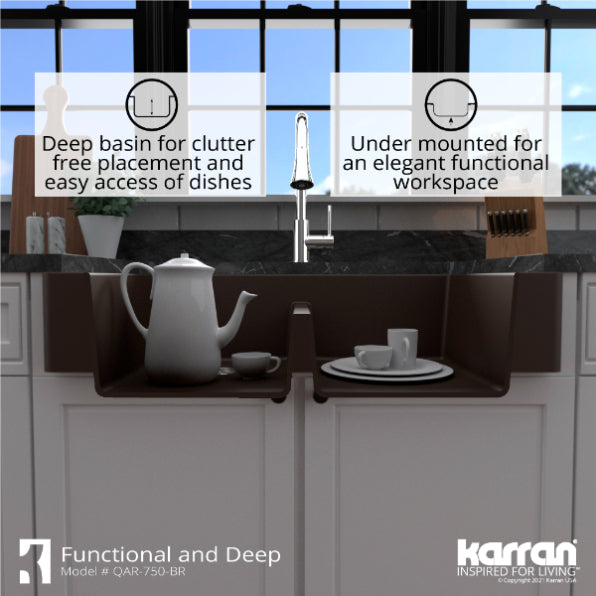 Quartz Composite Brown Kitchen Sink Matte 8