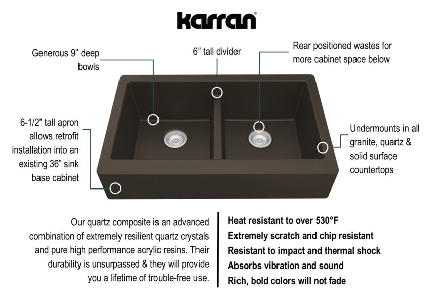 Quartz Composite Brown Kitchen Sink Matte 3