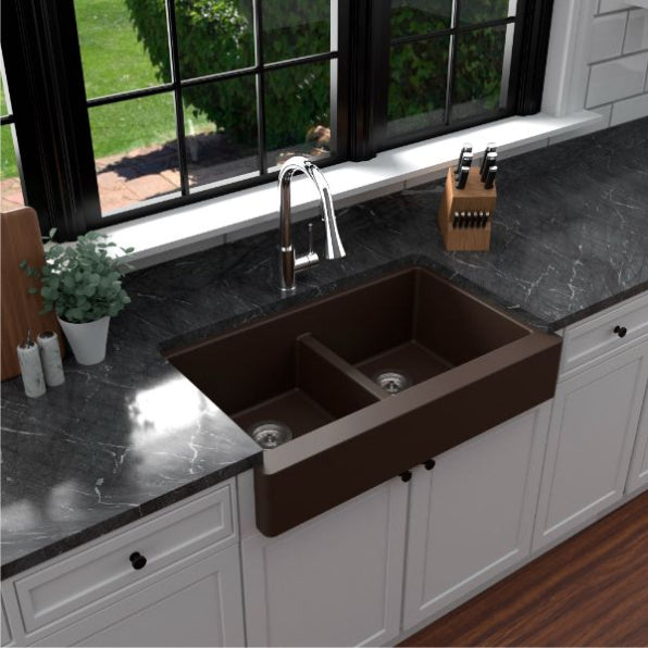 Quartz Composite Brown Kitchen Sink Matte 4