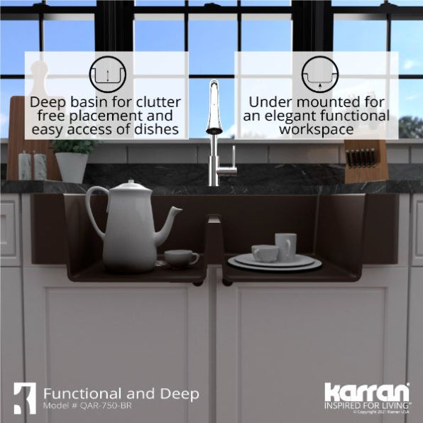 Quartz Composite Brown Kitchen Sink Matte 8