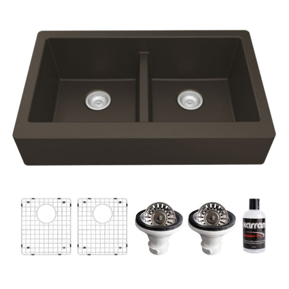 Quartz Composite Brown Kitchen Sink Matte 1