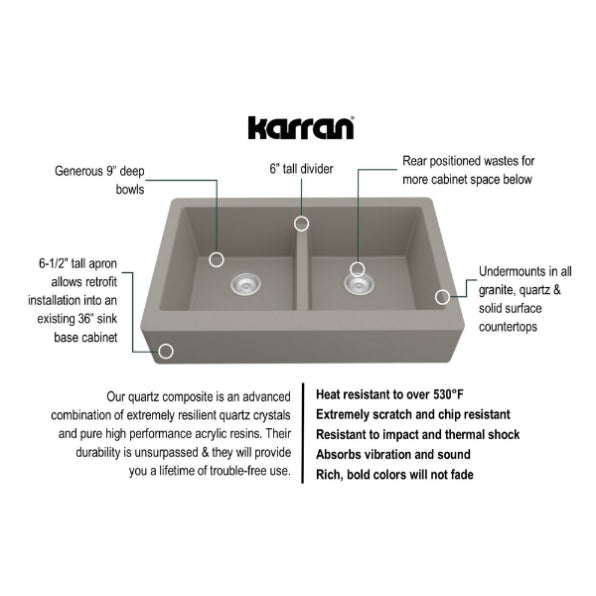 Quartz Composite Concrete Kitchen Sink Matte 3