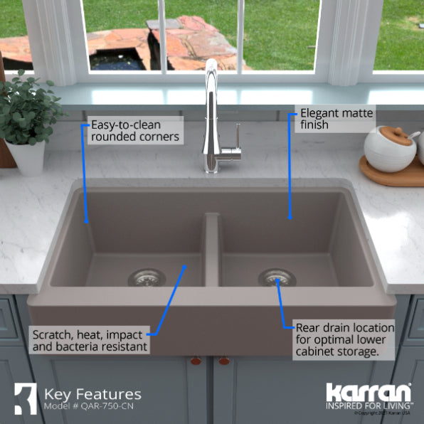 Quartz Composite Concrete Kitchen Sink Matte 6
