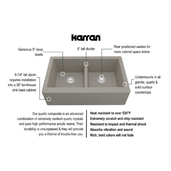 Quartz Composite Concrete Kitchen Sink Matte 3