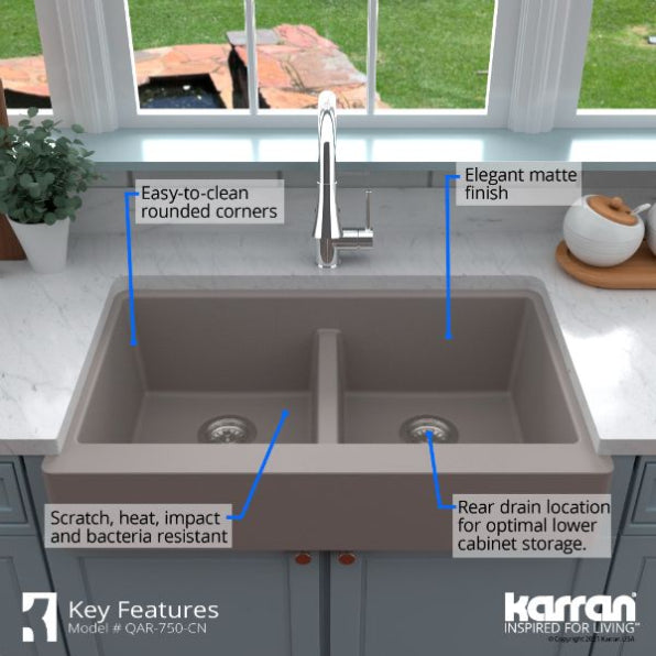 Quartz Composite Concrete Kitchen Sink Matte 6