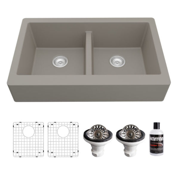 Quartz Composite Concrete Kitchen Sink Matte 1