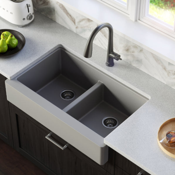Quartz Composite Grey Kitchen Sink Matte 4