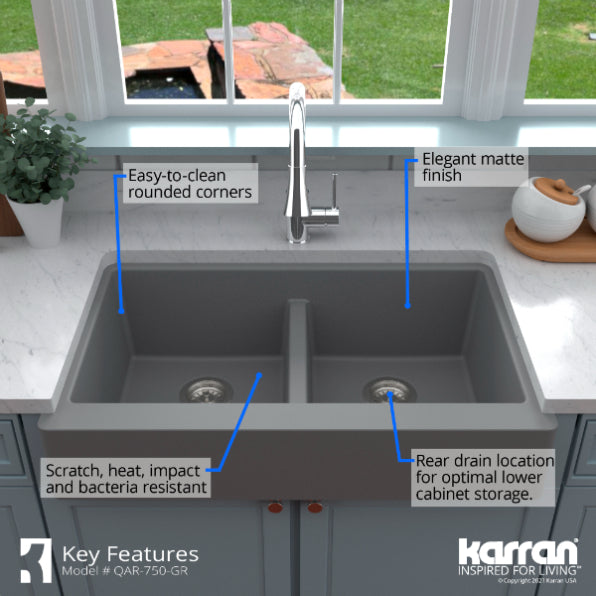 Quartz Composite Grey Kitchen Sink Matte 7