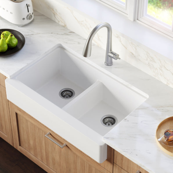 Quartz Composite White Kitchen Sink Matte 4