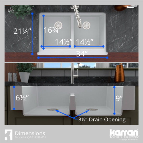 Quartz Composite White Kitchen Sink Matte 8
