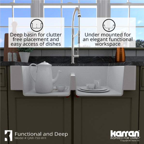 Quartz Composite White Kitchen Sink Matte 9
