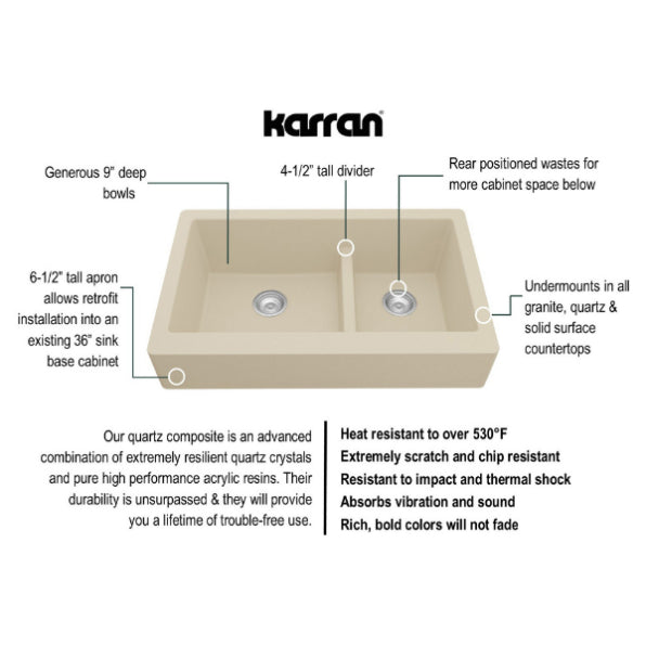 Quartz Composite Bisque Kitchen Sink Matte 3