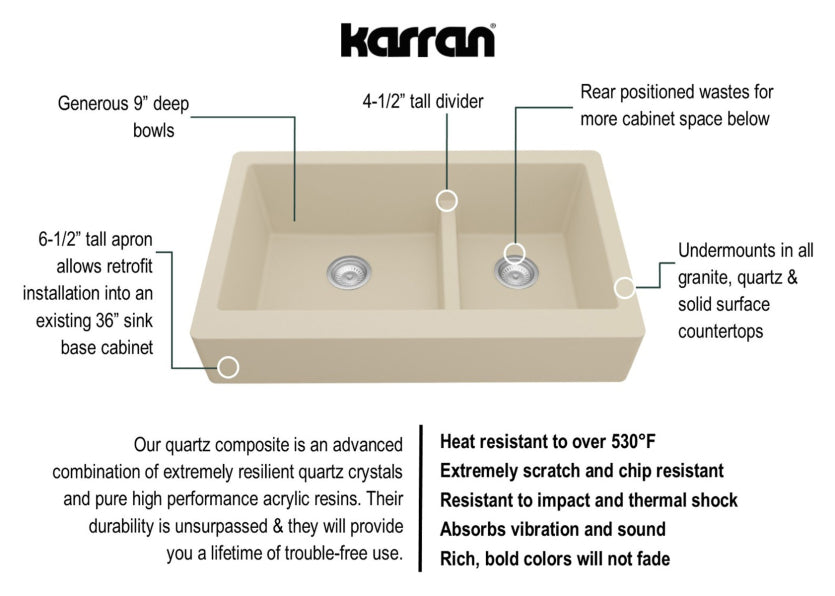 Quartz Composite Bisque Kitchen Sink Matte 3