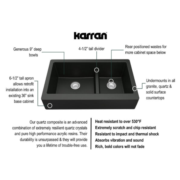 Quartz Composite Black Kitchen Sink Matte 3
