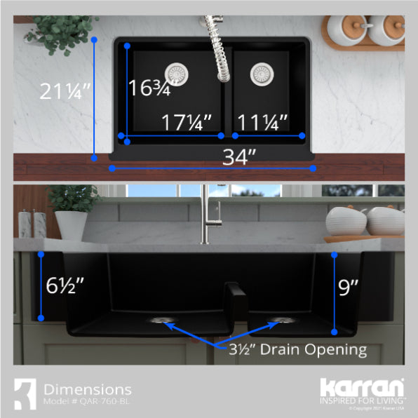 Quartz Composite Black Kitchen Sink Matte 7