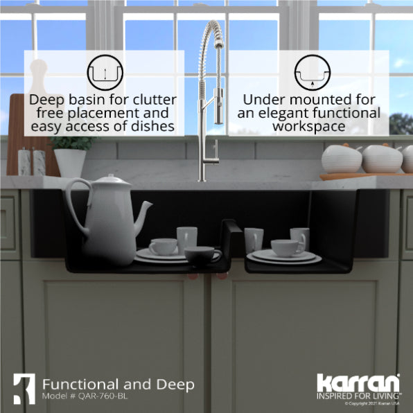Quartz Composite Black Kitchen Sink Matte 8