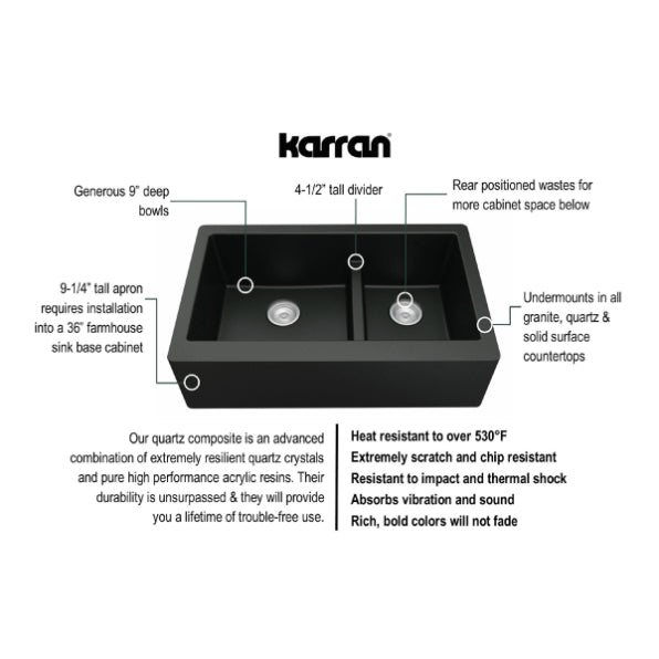 Quartz Composite Black Kitchen Sink Matte 3