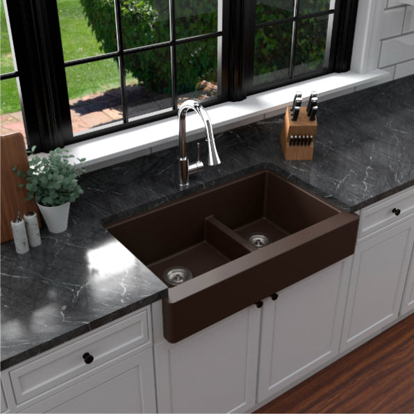 Quartz Composite Brown Kitchen Sink Matte 4